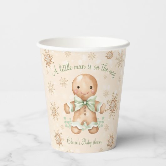 Gingerbread Man Klein man Kerst Baby shower Papieren Bekers (Achterkant)