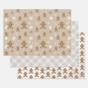 Gingerbread Man Koek Sneeuwvlok Kerstbakken Inpakpapier Vel