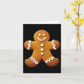 Gingerbread Man Kostuum Grappig Halloween Kerstmis Kaart (Gele Bloem)