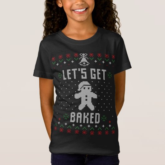 Gingerbread Man Lelijke Kersttrui Grappig Laten we T-shirt (Voorkant)