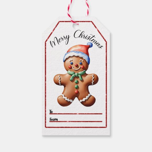 Gingerbread Man Merry Christmas label Cadeaulabel (Achterkant)