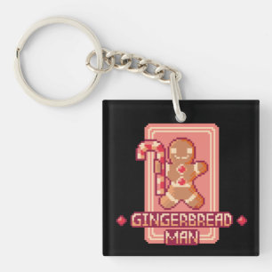 Gingerbread man, Merry Christmas, Pixel Art Sleutelhanger