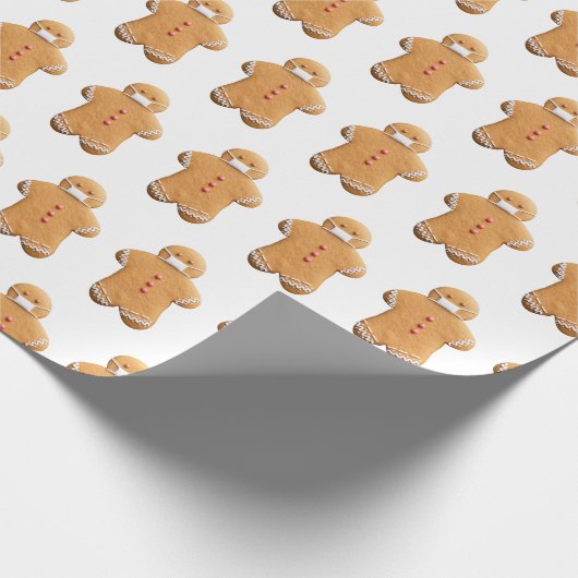 Gingerbread Man met een masker | Dubbele feestdage Cadeaupapier (Hoek)