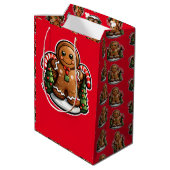 Gingerbread man met snoepjes medium cadeauzakje (Achterkant Gekanteld)