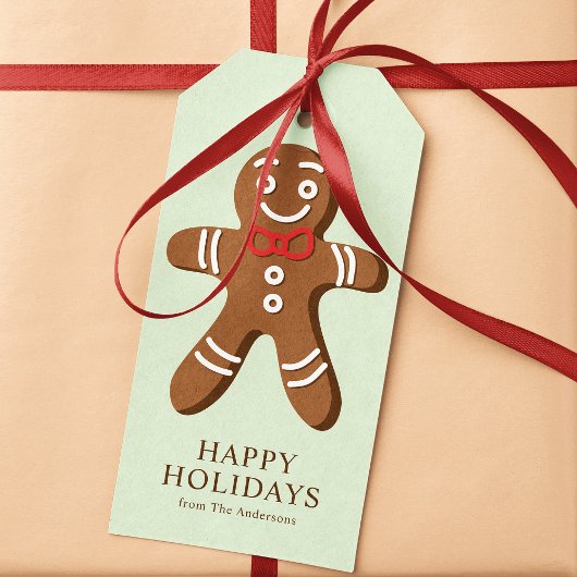 Gingerbread Man Mint Green Christmas Cadeaulabel