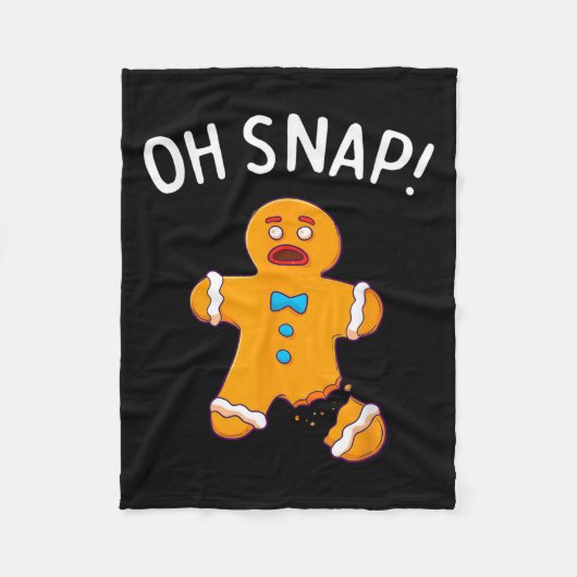 Gingerbread Man Oh Snap Christmas Funny Cookie Bak Fleece Deken (Voorkant)