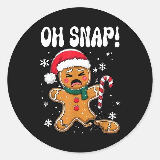 Gingerbread Man Oh Snap Christmas Funny Cookie Bak Ronde Sticker (Voorkant)