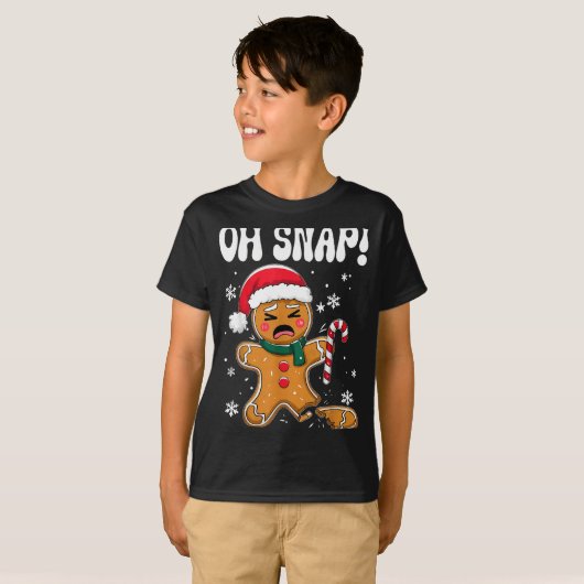 Gingerbread Man Oh Snap Christmas Funny Cookie Bak T-shirt (Voorkant volledig)