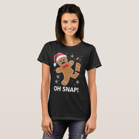 Gingerbread Man Oh Snap Christmas Funny Cookie T-shirt (Voorkant volledig)