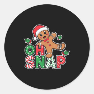 Gingerbread Man Oh Snap Kerst Morsige Cookie Bak Ronde Sticker