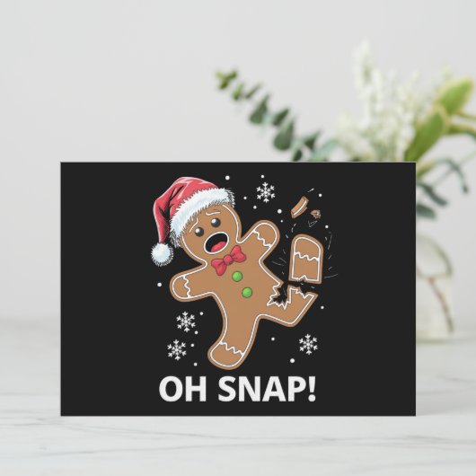 Gingerbread Man Oh Snap Kerst Morsige Koekje  Feestdagenkaart (Staand voorkant)