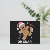 Gingerbread Man Oh Snap Kerstmis Grappig Cookie Feestdagenkaart (Staand voorkant)