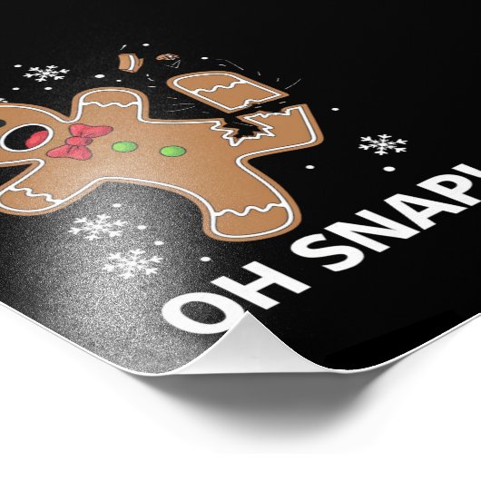 Gingerbread Man Oh Snap Kerstmis Grappig Cookie Foto Afdruk (Hoek)