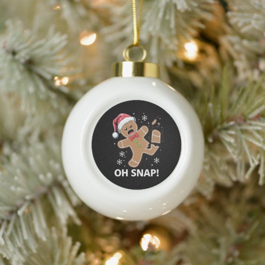 Gingerbread Man Oh Snap Kerstmis Grappig Cookie Keramische Bal Ornament (Boom)