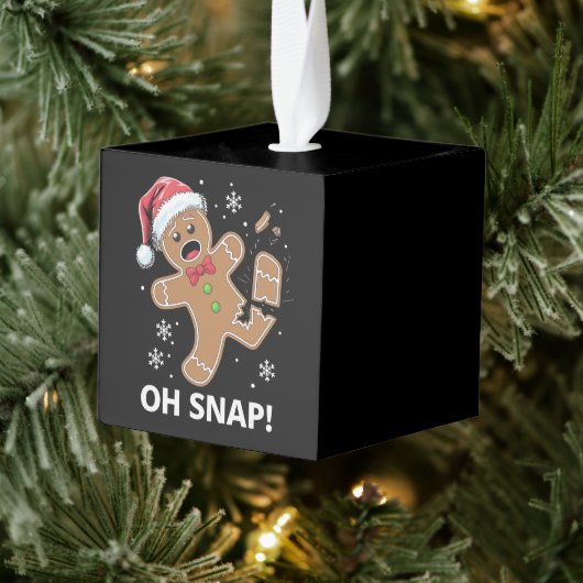 Gingerbread Man Oh Snap Kerstmis Grappig Cookie Kubus Ornament (Boom)