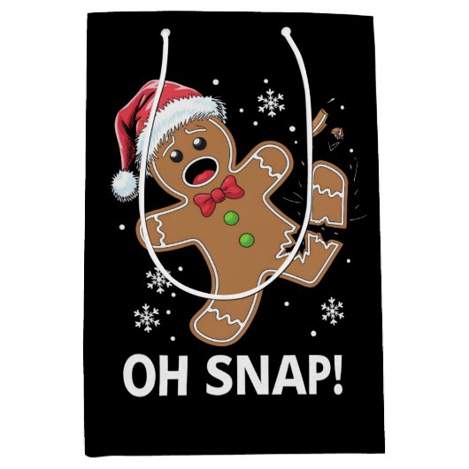 Gingerbread Man Oh Snap Kerstmis Grappig Cookie Medium Cadeauzakje (Voorkant)