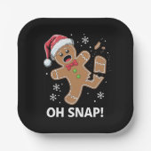 Gingerbread Man Oh Snap Kerstmis Grappig Cookie Papieren Bordje (Voorkant)