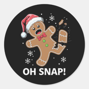 Gingerbread Man Oh Snap Kerstmis Grappig Cookie Ronde Sticker