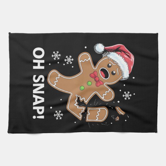 Gingerbread Man Oh Snap Kerstmis Grappig Cookie Theedoek (Horizontaal)