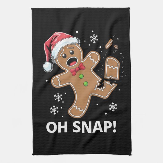 Gingerbread Man Oh Snap Kerstmis Grappig Cookie Theedoek (Verticaal)