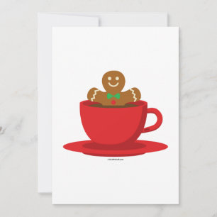 Gingerbread Man Ontspant in Rode Beker Warme Choco Feestdagenkaart