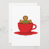 Gingerbread man ontspant in rode mok met hete choc feestdagenkaart (Voorkant / Achterkant)