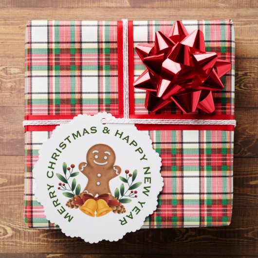 GINGERBREAD MAN OP WIT, GEPERSONALISEERDE KERST ORNAMENT KAART (Insitu (Geschenk))
