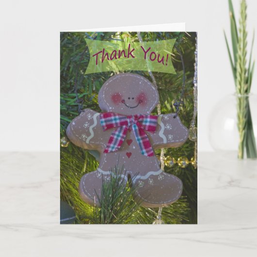 Gingerbread Man Ornament Bedankt Card (Voorkant)