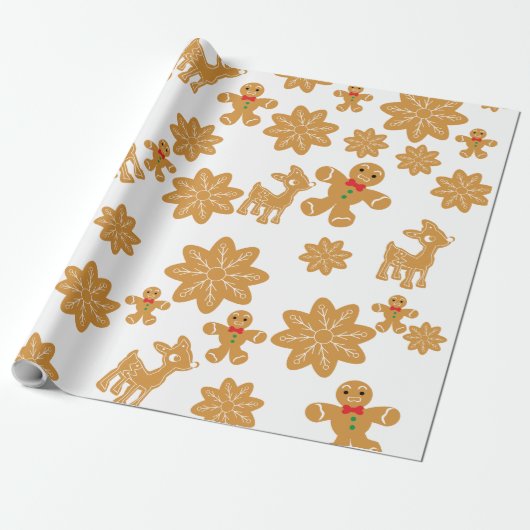 Gingerbread Man Patroon Kerstmis schattig Cadeaupapier (Uitgerold)