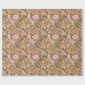 Gingerbread Man Pepermunt Snoep Cadeaupapier (Vlak)