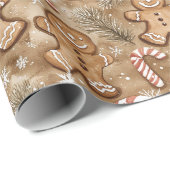 Gingerbread Man Pepermunt Snoep Cadeaupapier (Rol Hoek)