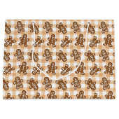 Gingerbread Man Plaid Patroon Groot Cadeauzakje (Voorkant)