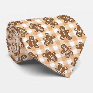 Gingerbread Man Plaid Patroon Vakantie Stropdas