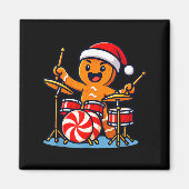 Gingerbread Man Playing Drums Magneet (Voorkant)