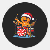 Gingerbread Man Playing Drums  Ronde Sticker (Voorkant)