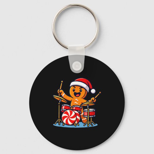 Gingerbread Man Playing Drums Sleutelhanger (Voorkant)