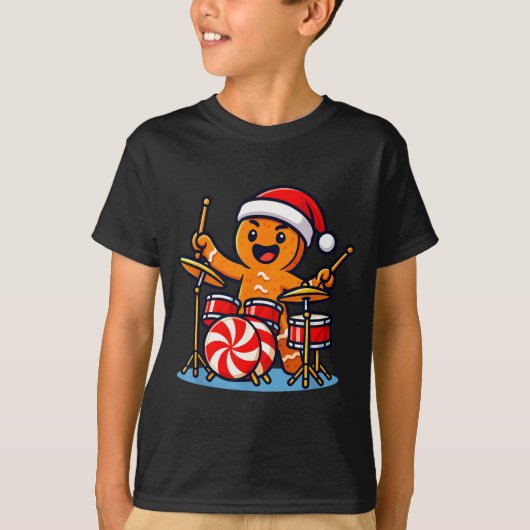 Gingerbread Man Playing Drums T-shirt (Voorkant)