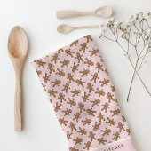 Gingerbread Man Polka Dot Pink Custom Christmas Theedoek