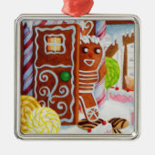GINGERBREAD MAN Premium Carré Ornement (Devant)