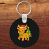 Gingerbread Man Reindeer Santa Hat Christmas Tree Sleutelhanger (Voorkant)