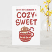 Gingerbread Man Relaxing In Mug Christmas Holiday Kaart (Gele Bloem)