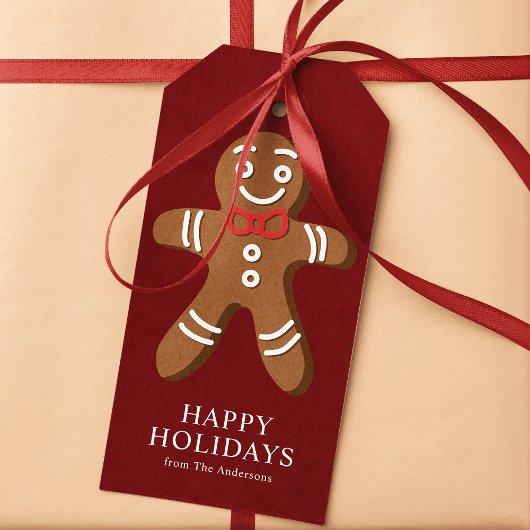 Gingerbread Man Rode Kerst Cadeaulabel