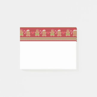 Gingerbread Man Rood en Groen Horizontale Strepen Post-it® Notes