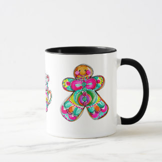 Gingerbread Man Roze Kerst Aesthetische Koffie Mok