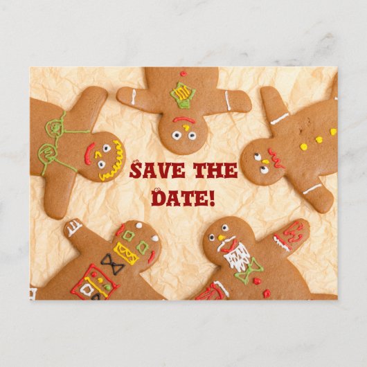 Gingerbread Man Save the Date Briefkaart (aanpasse (Voorkant)