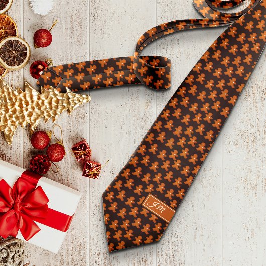 Gingerbread Man Scandinavische kerst Initialen Stropdas