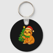 Gingerbread Man Sloth Santa Hat Christmas Tree Sleutelhanger (Voorkant)