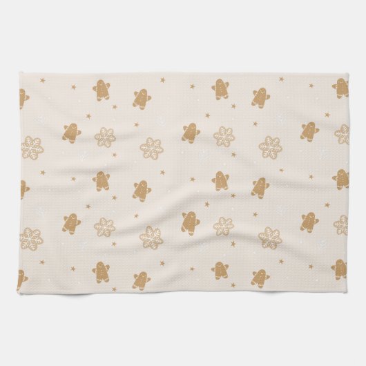 Gingerbread Man Snowflakes Kerstmispatroon Theedoek (Horizontaal)