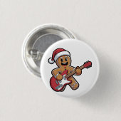 Gingerbread Man Speel Gitaar Elektrische Kerst Ronde Button 3,2 Cm (Voorkant /achterkant)