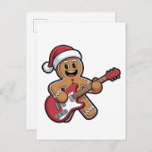 Gingerbread Man Speel Gitaar Elektrische Kerst Uitnodiging Briefkaart (Voorkant / Achterkant)